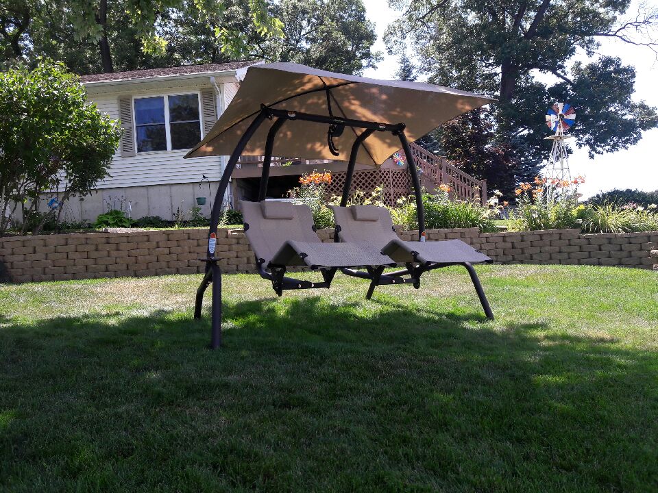 422L Dual Lounge Sunset Swing in Custom Color + Factory Mocha Fabric